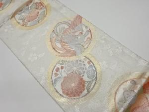 リサイクル　佐賀錦鳳凰に菊・橘・花唐草模様織出し袋帯